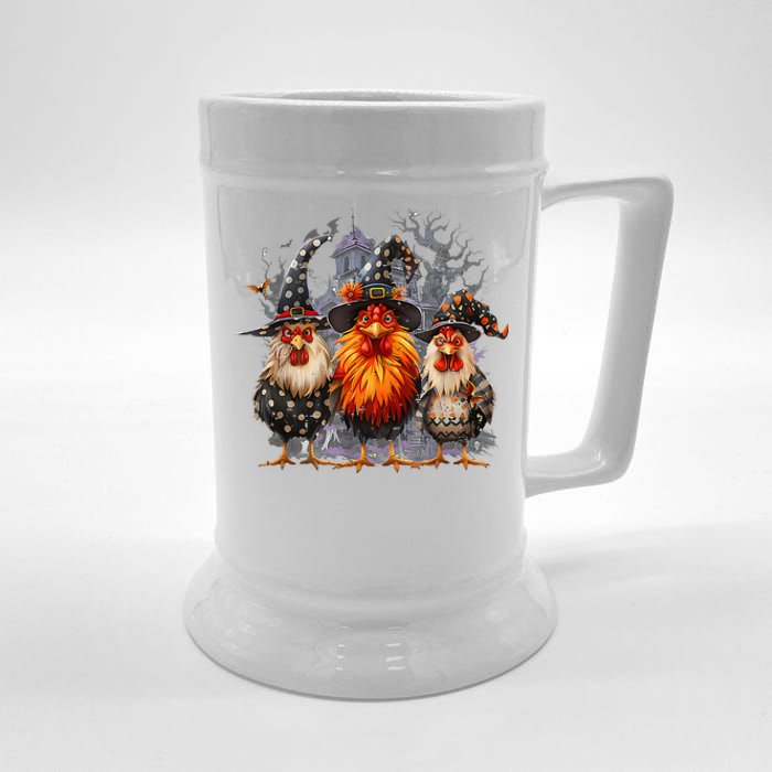 Funny Chicken Halloween Costume Spooky Season Chickens Witch Beer Stein