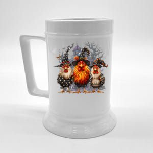 Funny Chicken Halloween Costume Spooky Season Chickens Witch Beer Stein