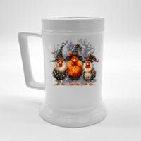 Funny Chicken Halloween Costume Spooky Season Chickens Witch Beer Stein