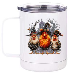 Funny Chicken Halloween Costume Spooky Season Chickens Witch 12 oz Stainless Steel Tumbler Cup