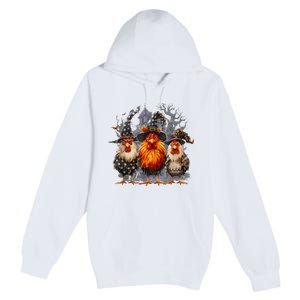 Funny Chicken Halloween Costume Spooky Season Chickens Witch Premium Pullover Hoodie