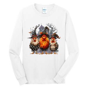 Funny Chicken Halloween Costume Spooky Season Chickens Witch Tall Long Sleeve T-Shirt