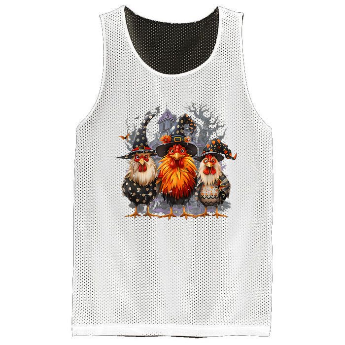 Funny Chicken Halloween Costume Spooky Season Chickens Witch Mesh Reversible Basketball Jersey Tank