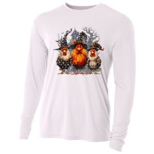 Funny Chicken Halloween Costume Spooky Season Chickens Witch Cooling Performance Long Sleeve Crew