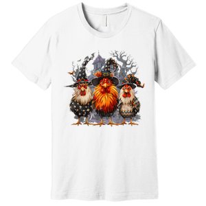 Funny Chicken Halloween Costume Spooky Season Chickens Witch Premium T-Shirt