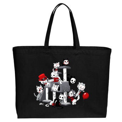 Funny Cat Horror Movies Cute Halloween For Cat Kitty Cotton Canvas Jumbo Tote