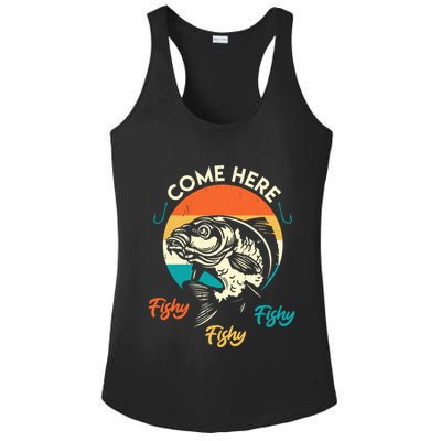 Fisher Come Here Fish Y Fishy Fishy Funny Fishing Gift Ladies PosiCharge Competitor Racerback Tank