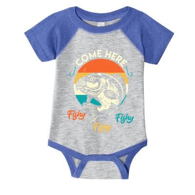 Fisher Come Here Fish Y Fishy Fishy Funny Fishing Gift Infant Baby Jersey Bodysuit