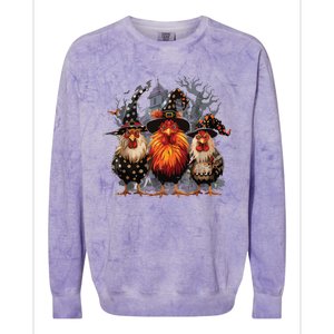 Funny Chicken Halloween Costume Spooky Season Chickens Witch Colorblast Crewneck Sweatshirt