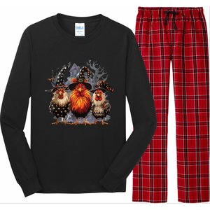 Funny Chicken Halloween Costume Spooky Season Chickens Witch Long Sleeve Pajama Set