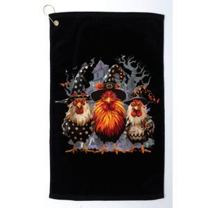 Funny Chicken Halloween Costume Spooky Season Chickens Witch Platinum Collection Golf Towel