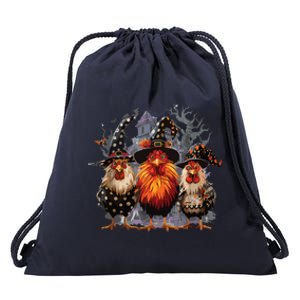 Funny Chicken Halloween Costume Spooky Season Chickens Witch Drawstring Bag