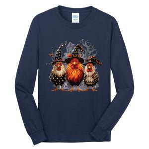 Funny Chicken Halloween Costume Spooky Season Chickens Witch Tall Long Sleeve T-Shirt