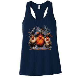 Funny Chicken Halloween Costume Spooky Season Chickens Witch Women's Racerback Tank