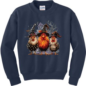 Funny Chicken Halloween Costume Spooky Season Chickens Witch Kids Sweatshirt