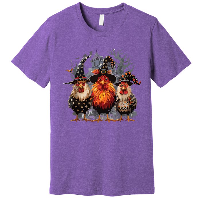 Funny Chicken Halloween Costume Spooky Season Chickens Witch Premium T-Shirt