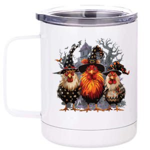 Funny Chicken Halloween Costume Spooky Season Chickens Witch 12 oz Stainless Steel Tumbler Cup