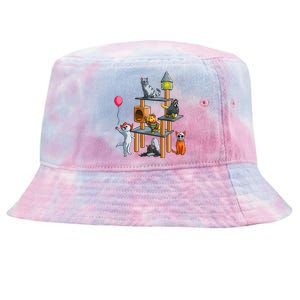 Funny Cat Horror Movies Cute Halloween Tie-Dyed Bucket Hat