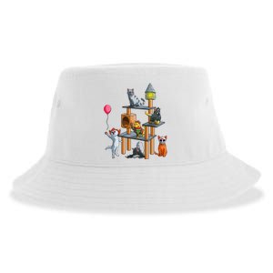 Funny Cat Horror Movies Cute Halloween Sustainable Bucket Hat