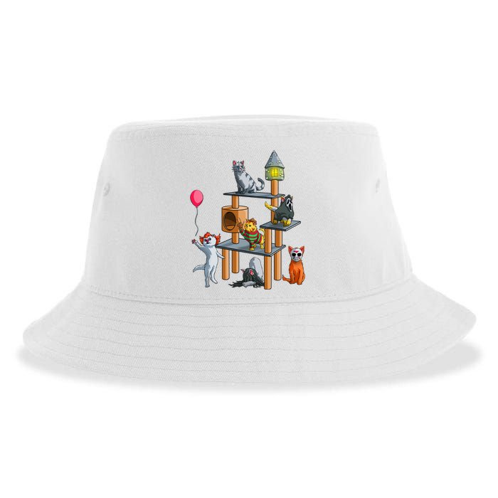 Funny Cat Horror Movies Cute Halloween Sustainable Bucket Hat