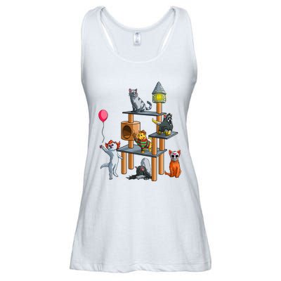 Funny Cat Horror Movies Cute Halloween Ladies Essential Flowy Tank