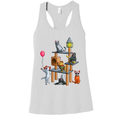 Funny Cat Horror Movies Cute Halloween Women's Racerback Tank