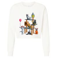 Funny Cat Horror Movies Cute Halloween Cropped Pullover Crew