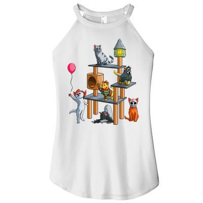 Funny Cat Horror Movies Cute Halloween Women's Perfect Tri Rocker Tank