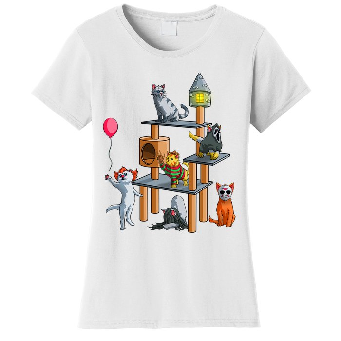 Funny Cat Horror Movies Cute Halloween Women's T-Shirt