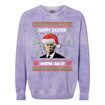 Funny Christmas Happy Easter Where Am I Joe Biden Meaningful Gift Colorblast Crewneck Sweatshirt