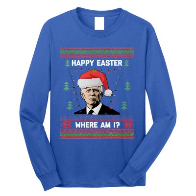 Funny Christmas Happy Easter Where Am I Joe Biden Meaningful Gift Long Sleeve Shirt