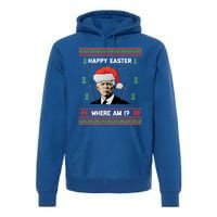 Funny Christmas Happy Easter Where Am I Joe Biden Meaningful Gift Premium Hoodie