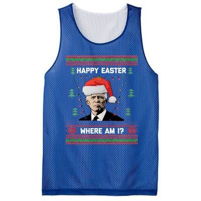 Funny Christmas Happy Easter Where Am I Joe Biden Meaningful Gift Mesh Reversible Basketball Jersey Tank