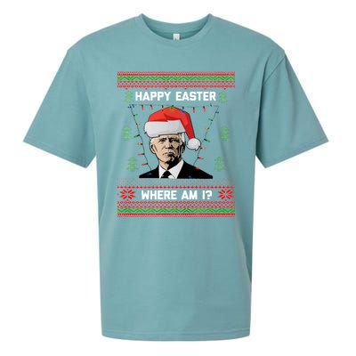 Funny Christmas Happy Easter Where Am I Joe Biden Meaningful Gift Sueded Cloud Jersey T-Shirt