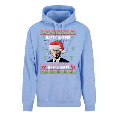 Funny Christmas Happy Easter Where Am I Joe Biden Meaningful Gift Unisex Surf Hoodie