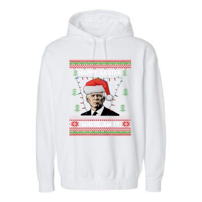 Funny Christmas Happy Easter Where Am I Joe Biden Meaningful Gift Garment-Dyed Fleece Hoodie