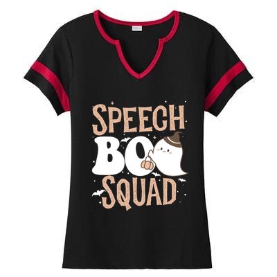 Funny Cute Halloween Speech Boo Squad Costume Teacher Cute Gift Ladies Halftime Notch Neck Tee