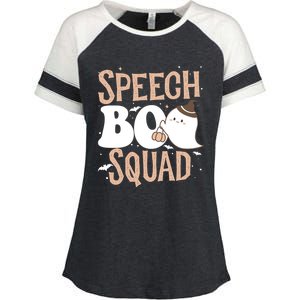 Funny Cute Halloween Speech Boo Squad Costume Teacher Cute Gift Enza Ladies Jersey Colorblock Tee