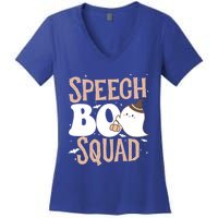 Funny Cute Halloween Speech Boo Squad Costume Teacher Cute Gift Women's V-Neck T-Shirt