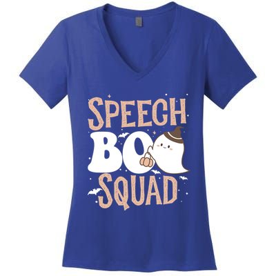 Funny Cute Halloween Speech Boo Squad Costume Teacher Cute Gift Women's V-Neck T-Shirt