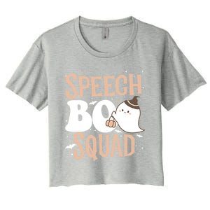 Funny Cute Halloween Speech Boo Squad Costume Teacher Cute Gift Women's Crop Top Tee