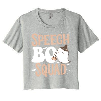 Funny Cute Halloween Speech Boo Squad Costume Teacher Cute Gift Women's Crop Top Tee