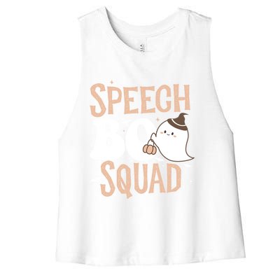 Funny Cute Halloween Speech Boo Squad Costume Teacher Cute Gift Women's Racerback Cropped Tank