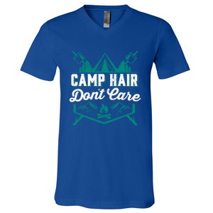 Funny Camp Hair Dont Care Design Gift V-Neck T-Shirt