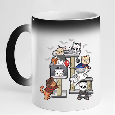 Funny Cat Horror Movies Cute Halloween Cat Lovers Matching 11oz Black Color Changing Mug