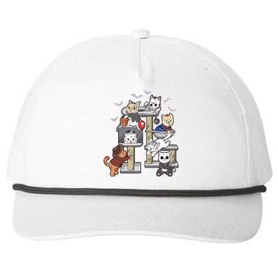 Funny Cat Horror Movies Cute Halloween Cat Lovers Matching Snapback Five-Panel Rope Hat