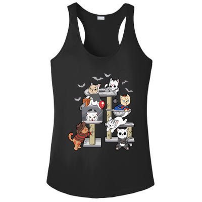 Funny Cat Horror Movies Cute Halloween Cat Lovers Matching Ladies PosiCharge Competitor Racerback Tank