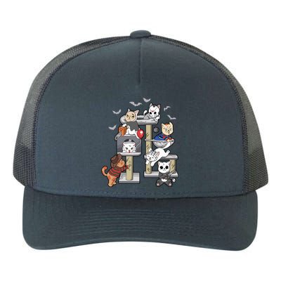 Funny Cat Horror Movies Cute Halloween Cat Lovers Matching Yupoong Adult 5-Panel Trucker Hat