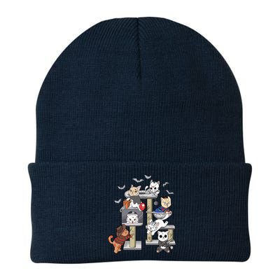 Funny Cat Horror Movies Cute Halloween Cat Lovers Matching Knit Cap Winter Beanie