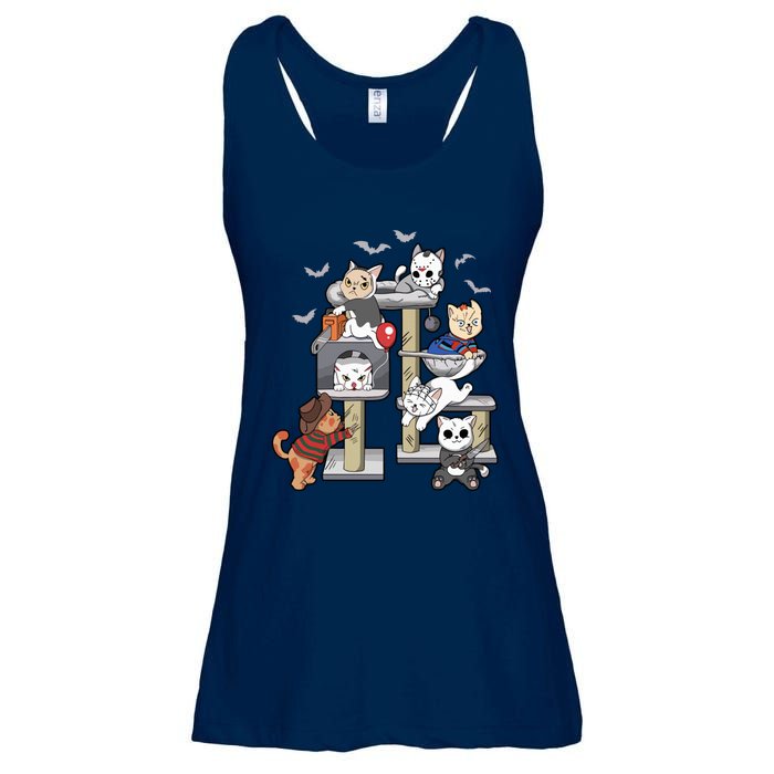 Funny Cat Horror Movies Cute Halloween Cat Lovers Matching Ladies Essential Flowy Tank